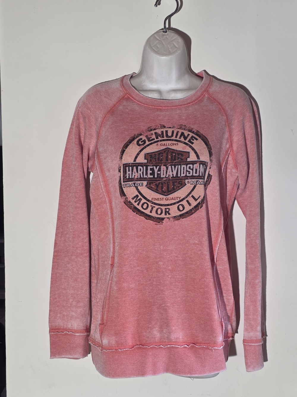 Harley-Davidson Faded Pink Crewneck Sweatshirt with Logo (Size S)